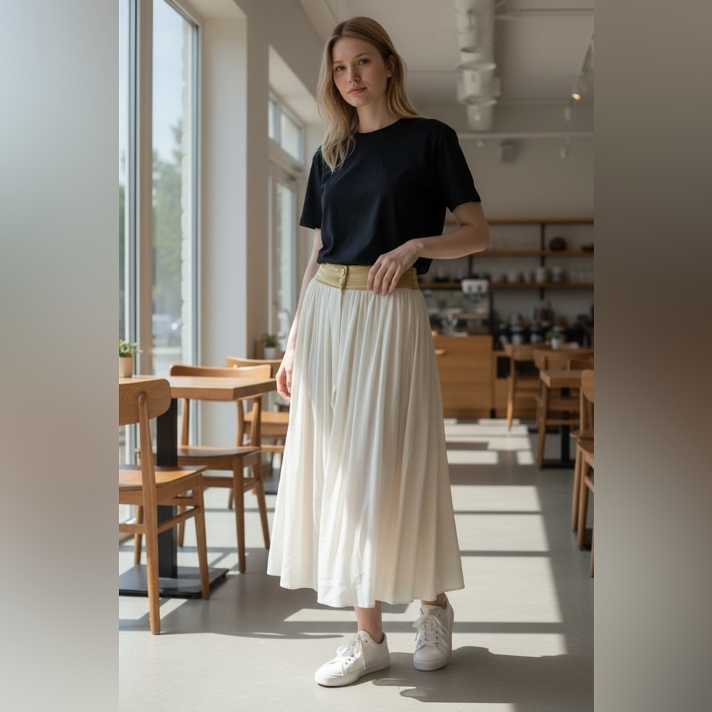 Elegant Cream Maxi Skirt